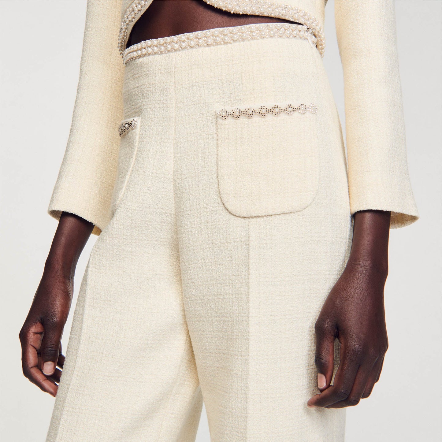 Sandro Tweed trousers Ecru