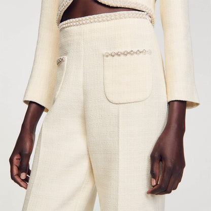 Sandro Tweed trousers Ecru