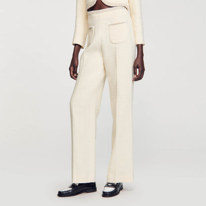 Sandro Tweed trousers Ecru