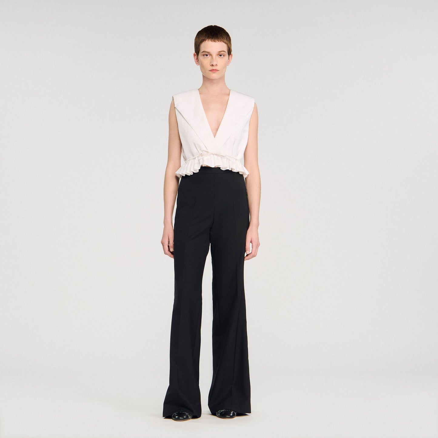 Sandro Satin stripe suit trousers Black