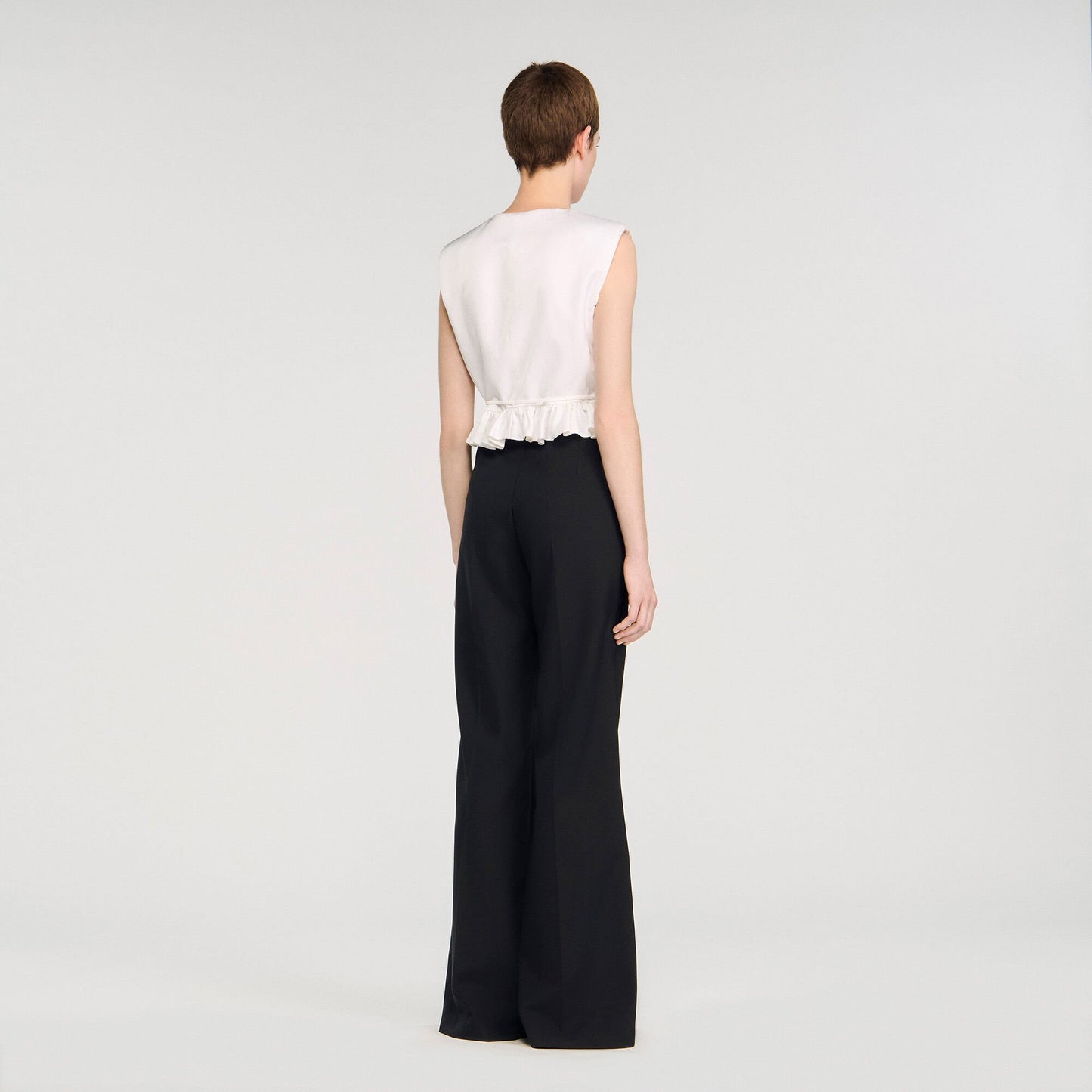 Sandro Satin stripe suit trousers Black