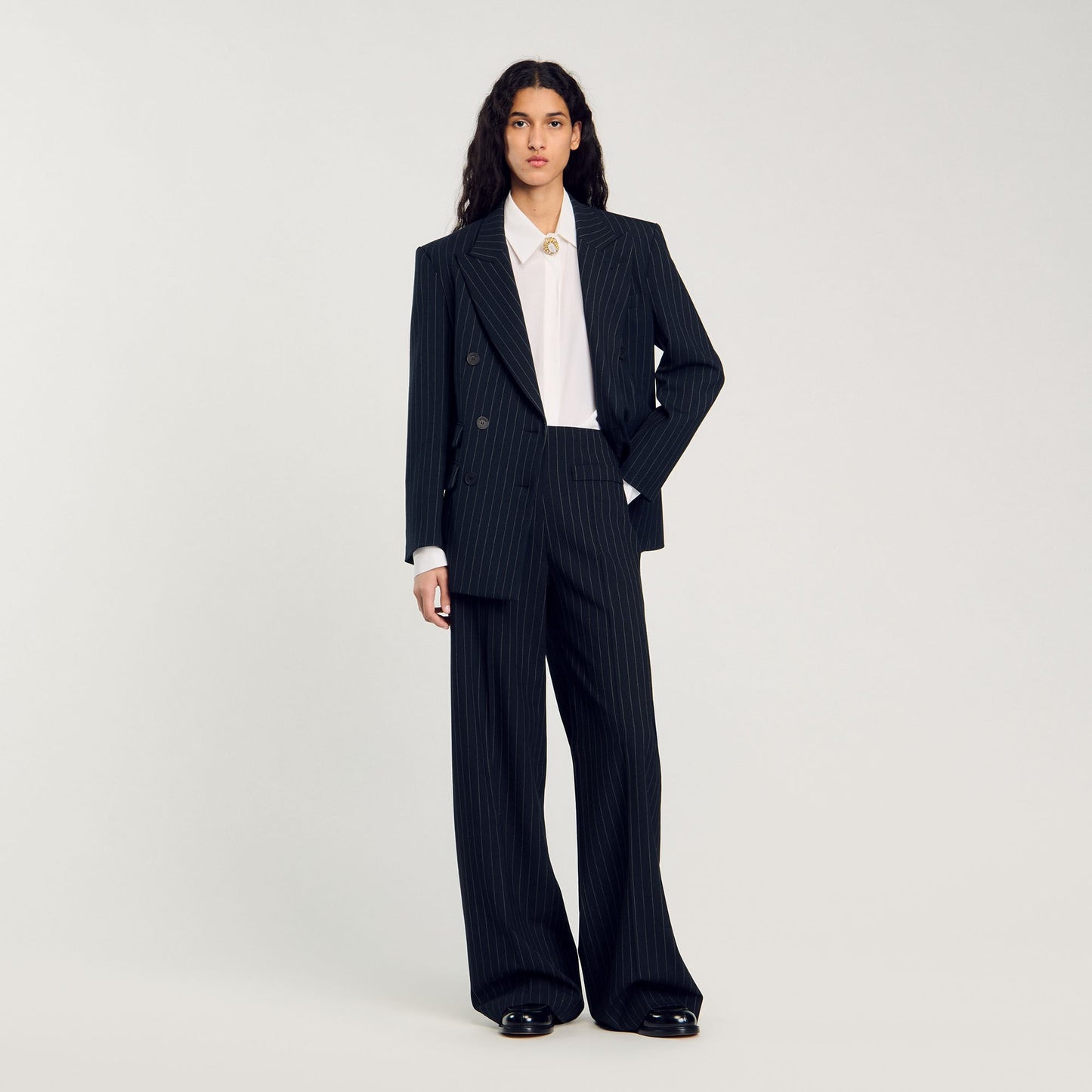 Sandro Chalk-striped trousers Black