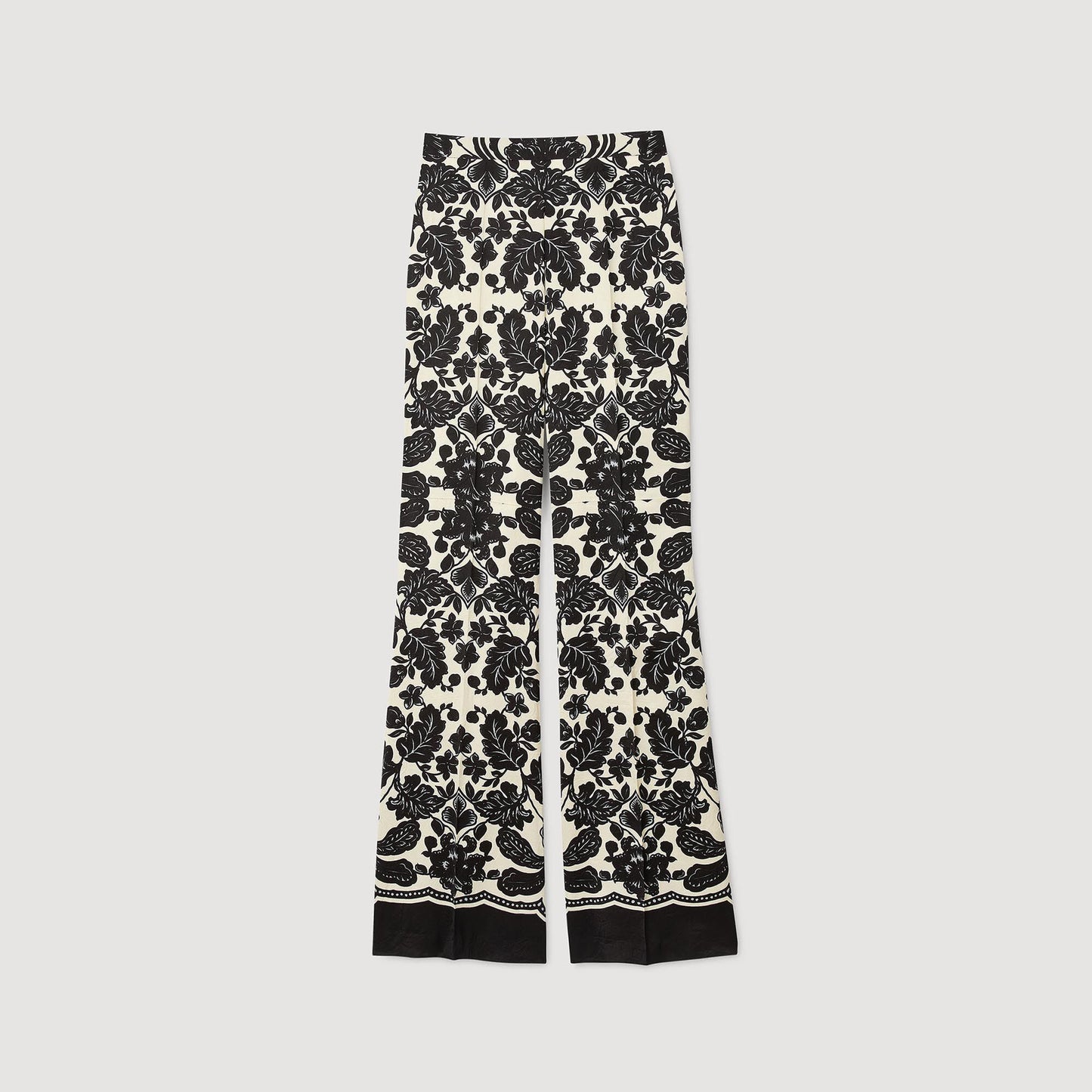 Sandro Floral pants Ecru / Black