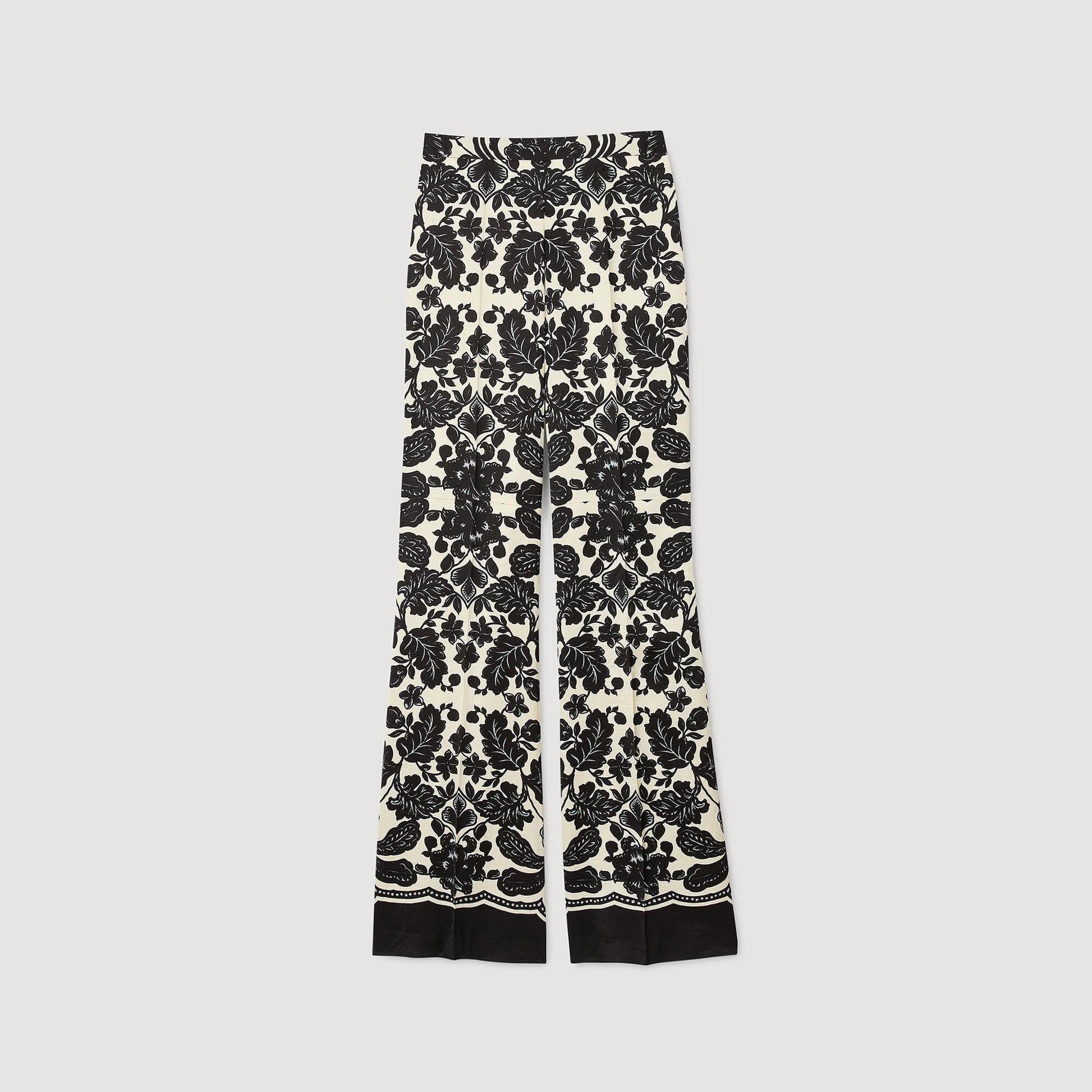 Sandro Floral pants Ecru / Black