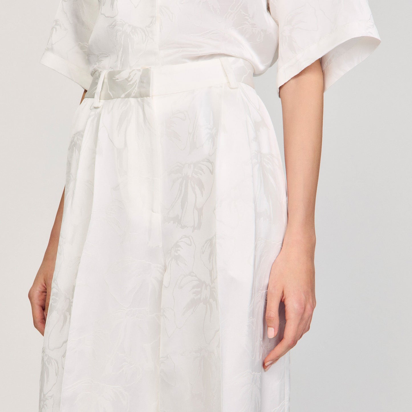 Sandro Jacquard flowers trousers White