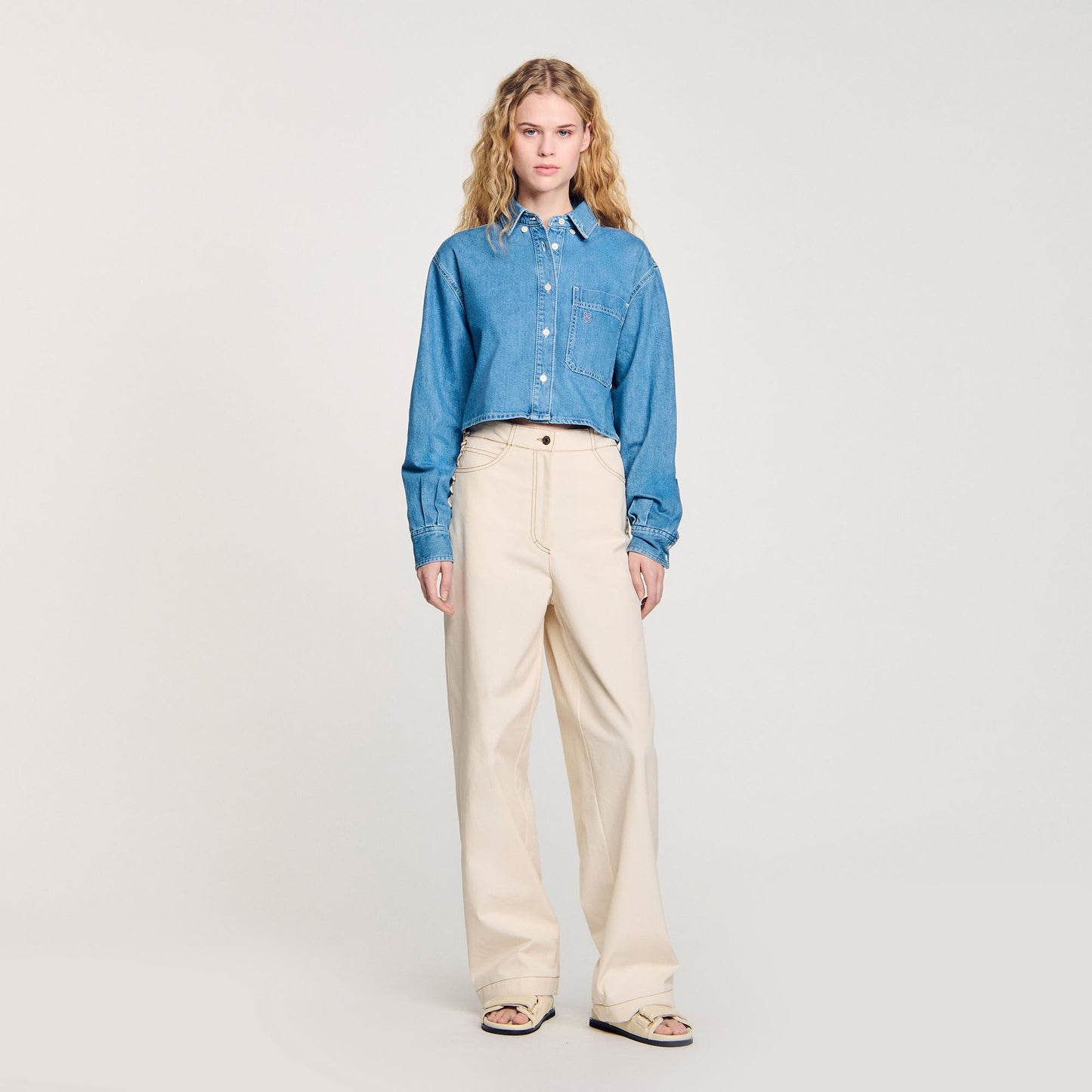 Sandro Lace-up jeans Sand