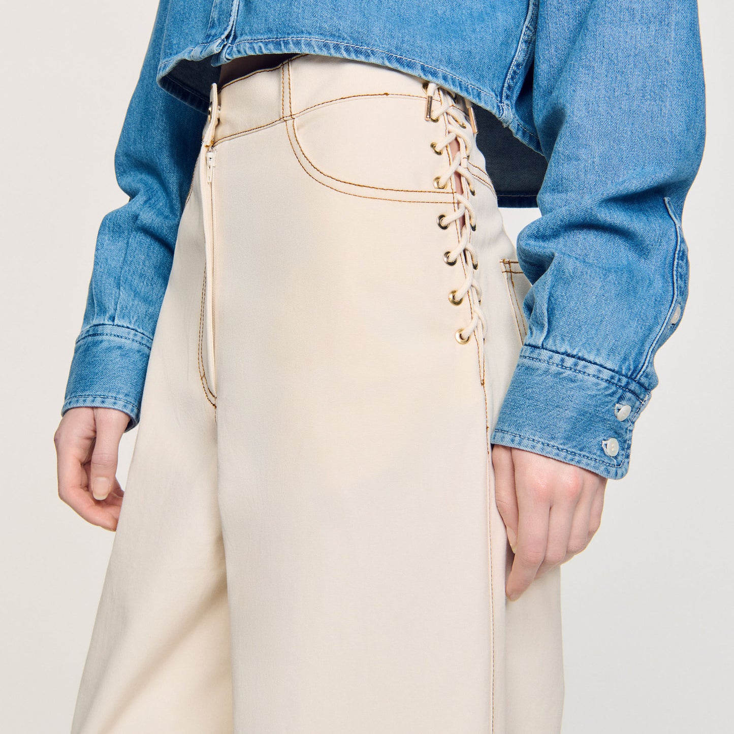 Sandro Lace-up jeans Sand
