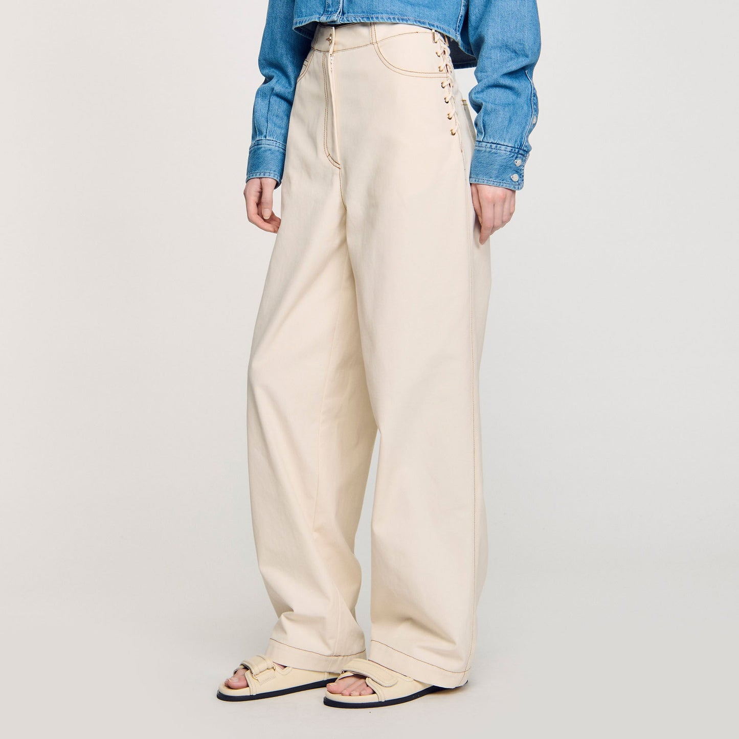 Sandro Lace-up jeans Sand