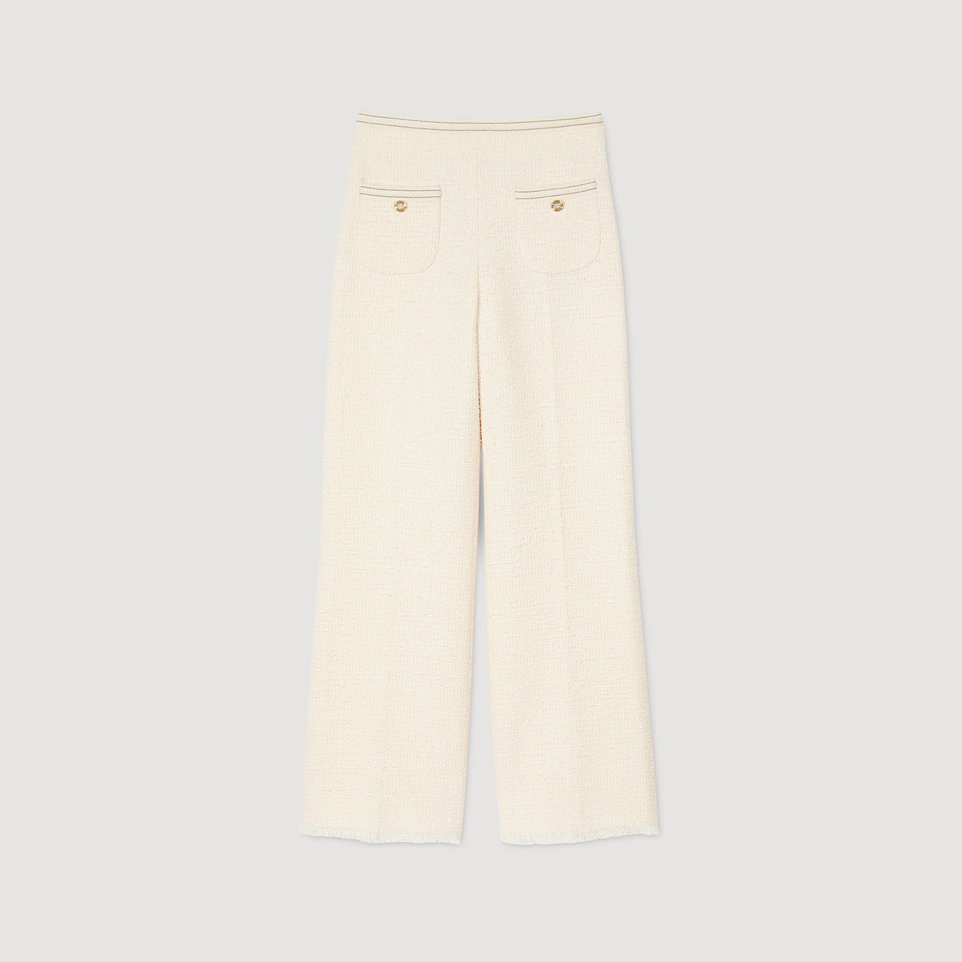 Sandro Decorative tweed trousers Ecru / Pink