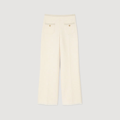 Sandro Decorative tweed trousers Ecru / Pink