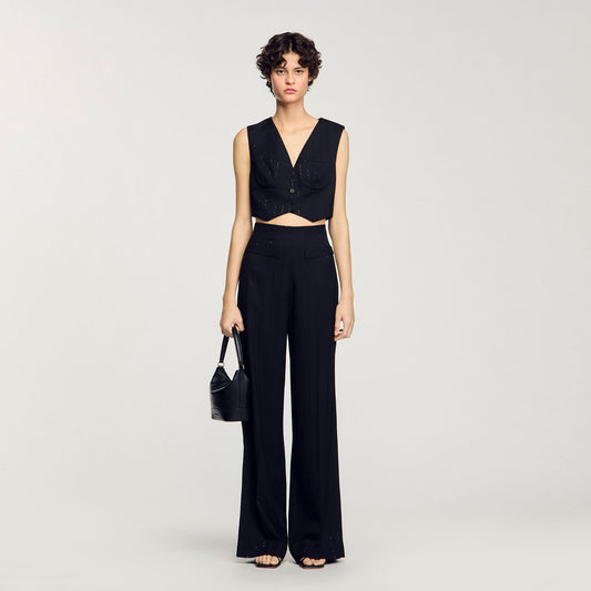 Sandro Sequinned suit trousers Black