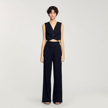 Sandro Sequinned suit trousers Black