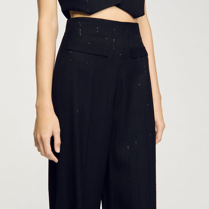 Sandro Sequinned suit trousers Black