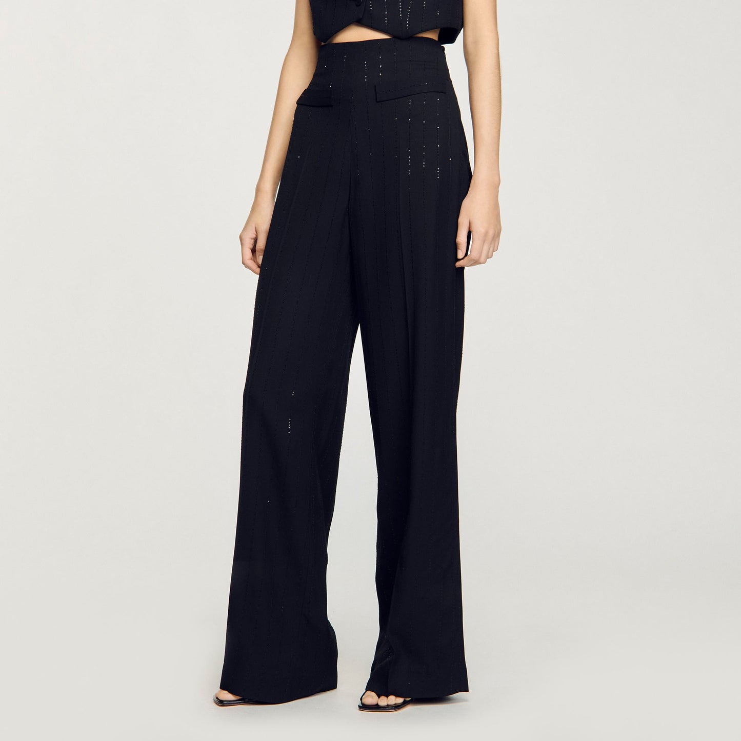 Sandro Sequinned suit trousers Black
