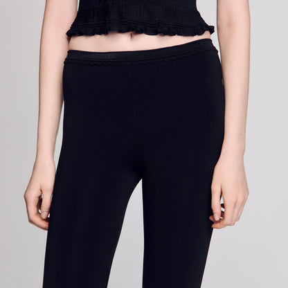 Sandro Ruffled capri pants Black