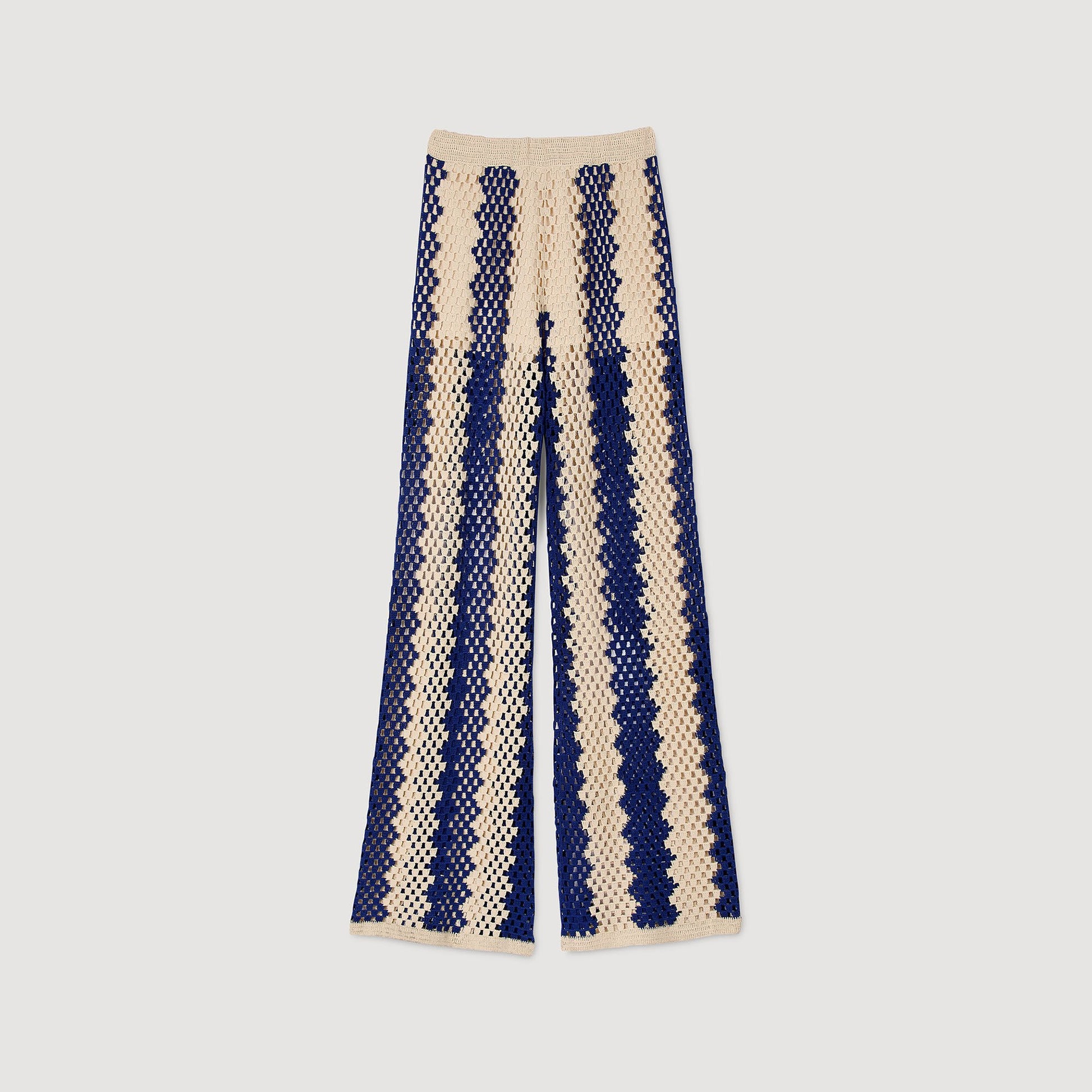 Sandro Two-tone open weave pants Blue / Ecru