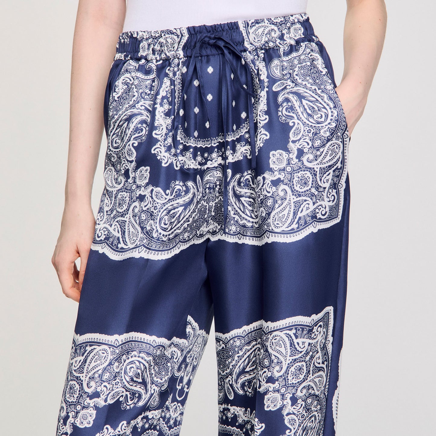 Sandro Bandana-print flowy trousers Blu / White