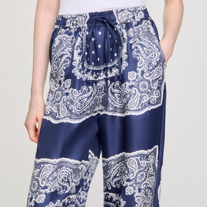 Sandro Bandana-print flowy trousers Blu / White