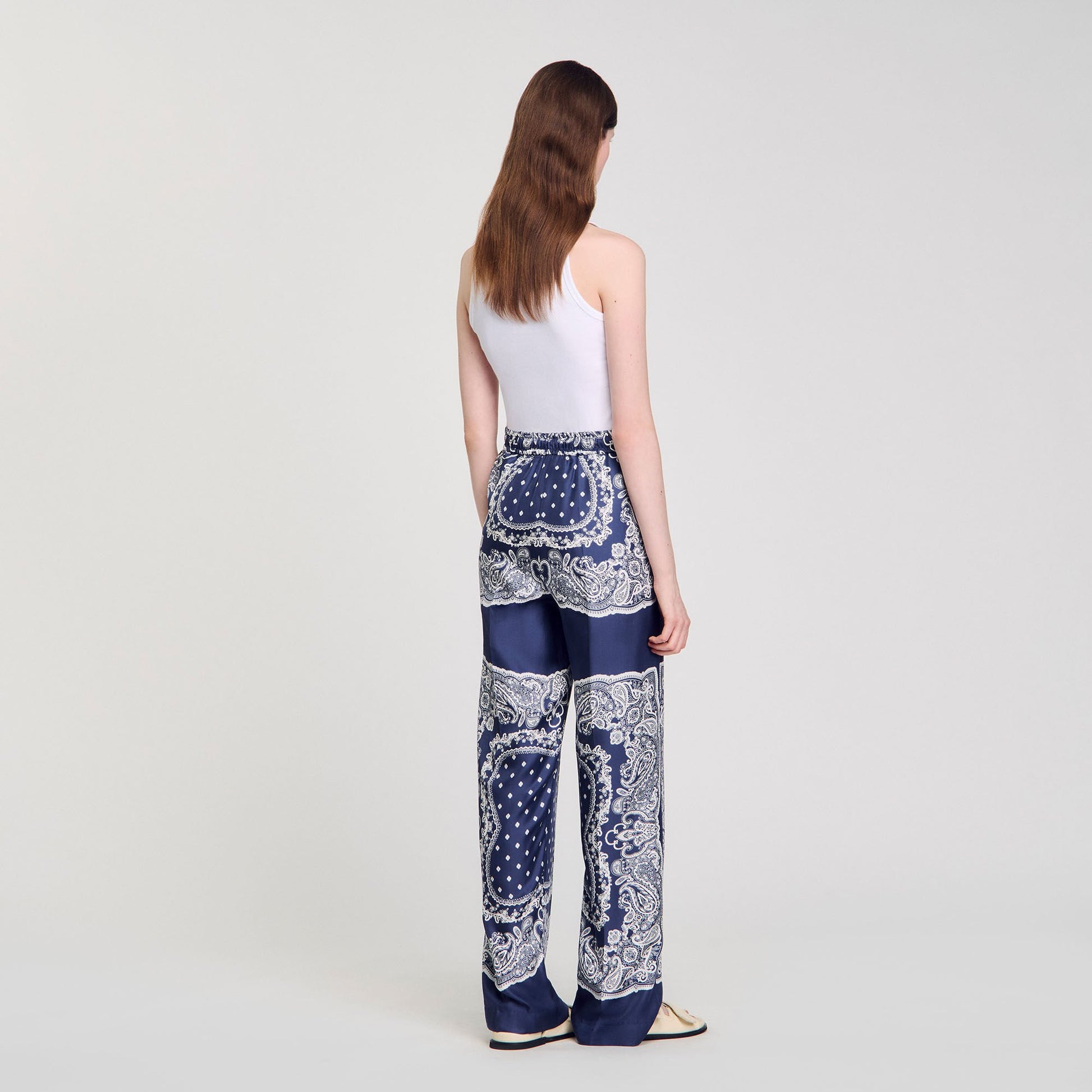 Sandro Bandana-print flowy trousers Blu / White