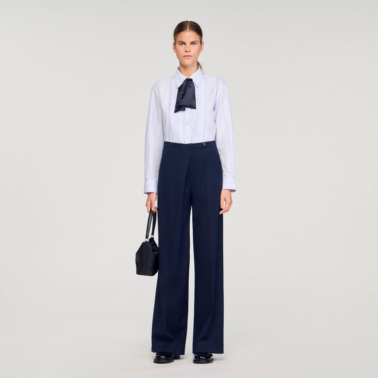 Sandro Asymmetric straight-leg trousers Navy Blue