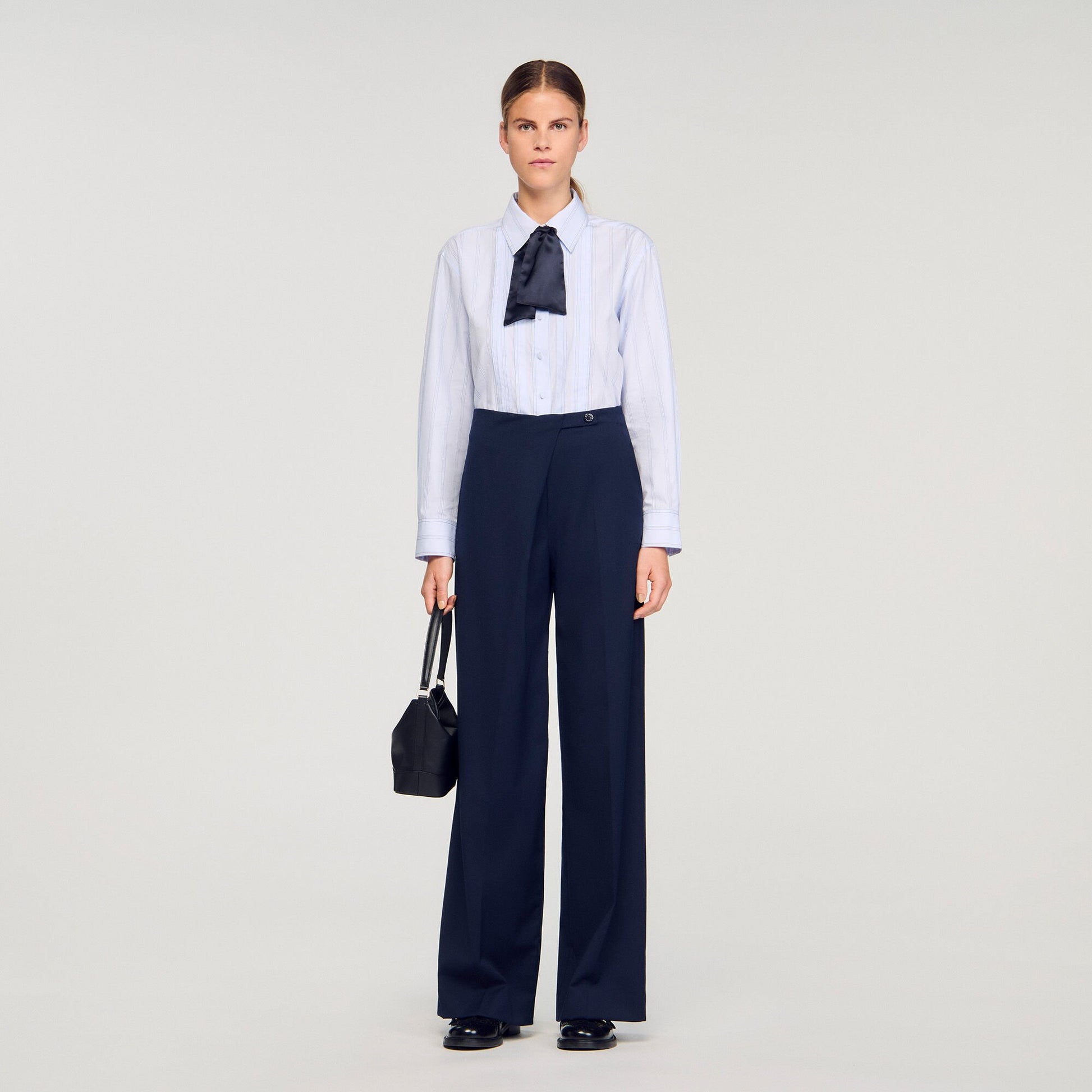 Sandro Asymmetric straight-leg trousers Navy Blue