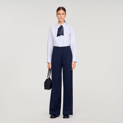 Sandro Asymmetric straight-leg trousers Navy Blue