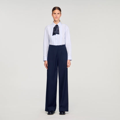 Sandro Asymmetric straight-leg trousers Navy Blue