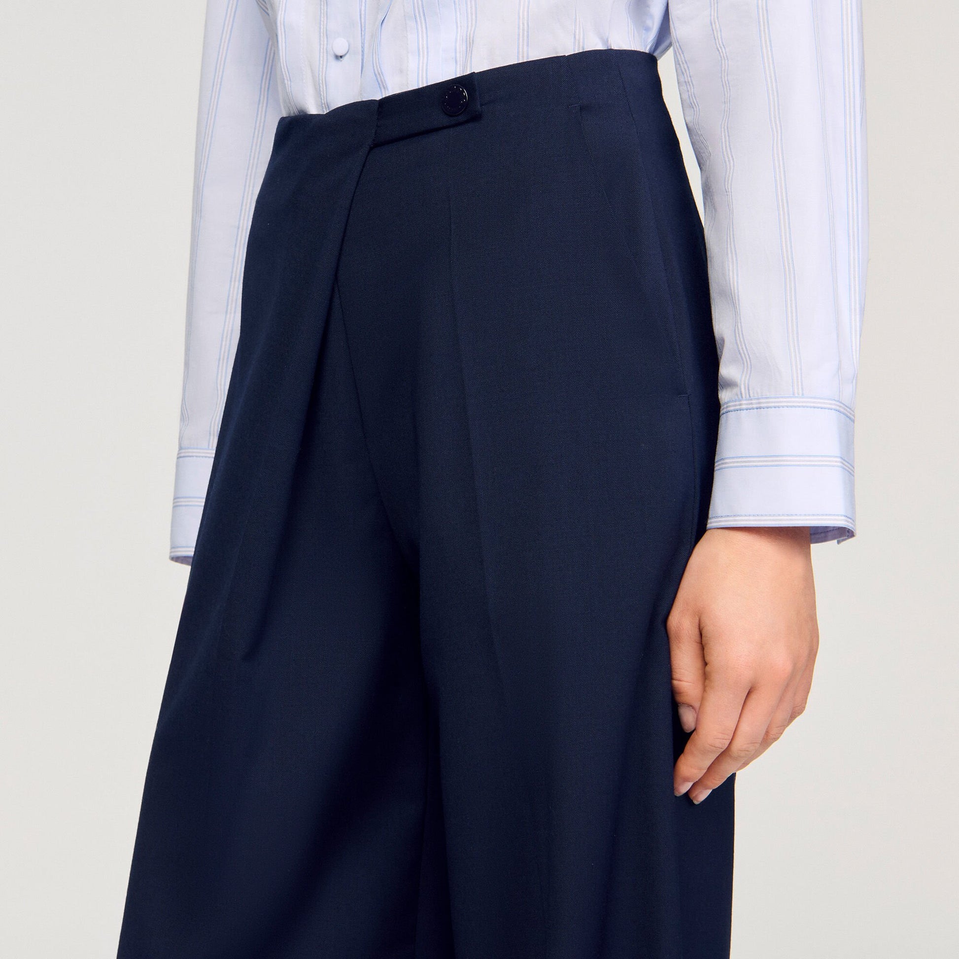 Sandro Asymmetric straight-leg trousers Navy Blue