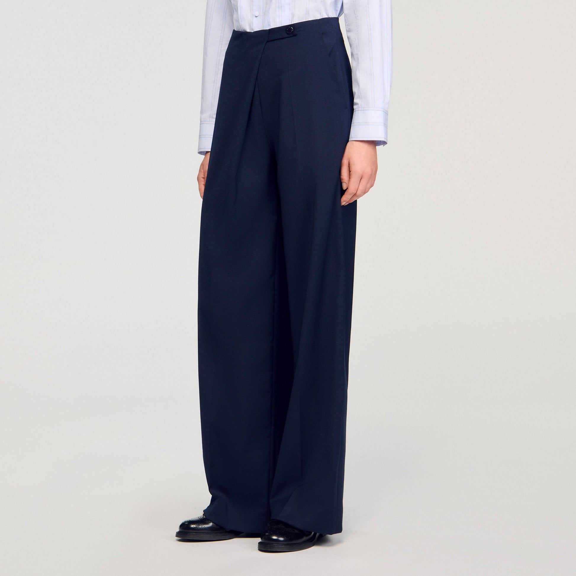 Sandro Asymmetric straight-leg trousers Navy Blue