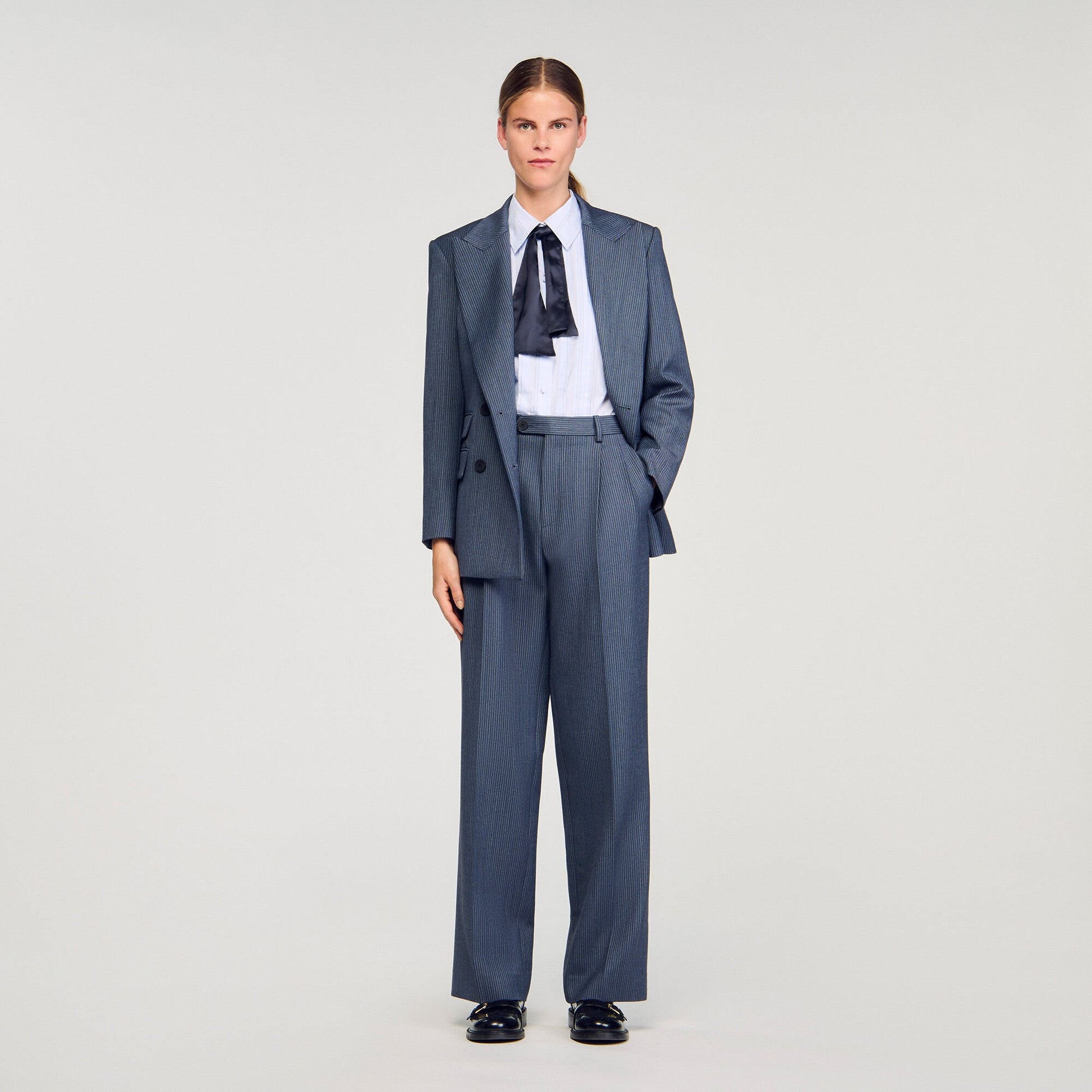 Sandro Striped wide-leg trousers Blue