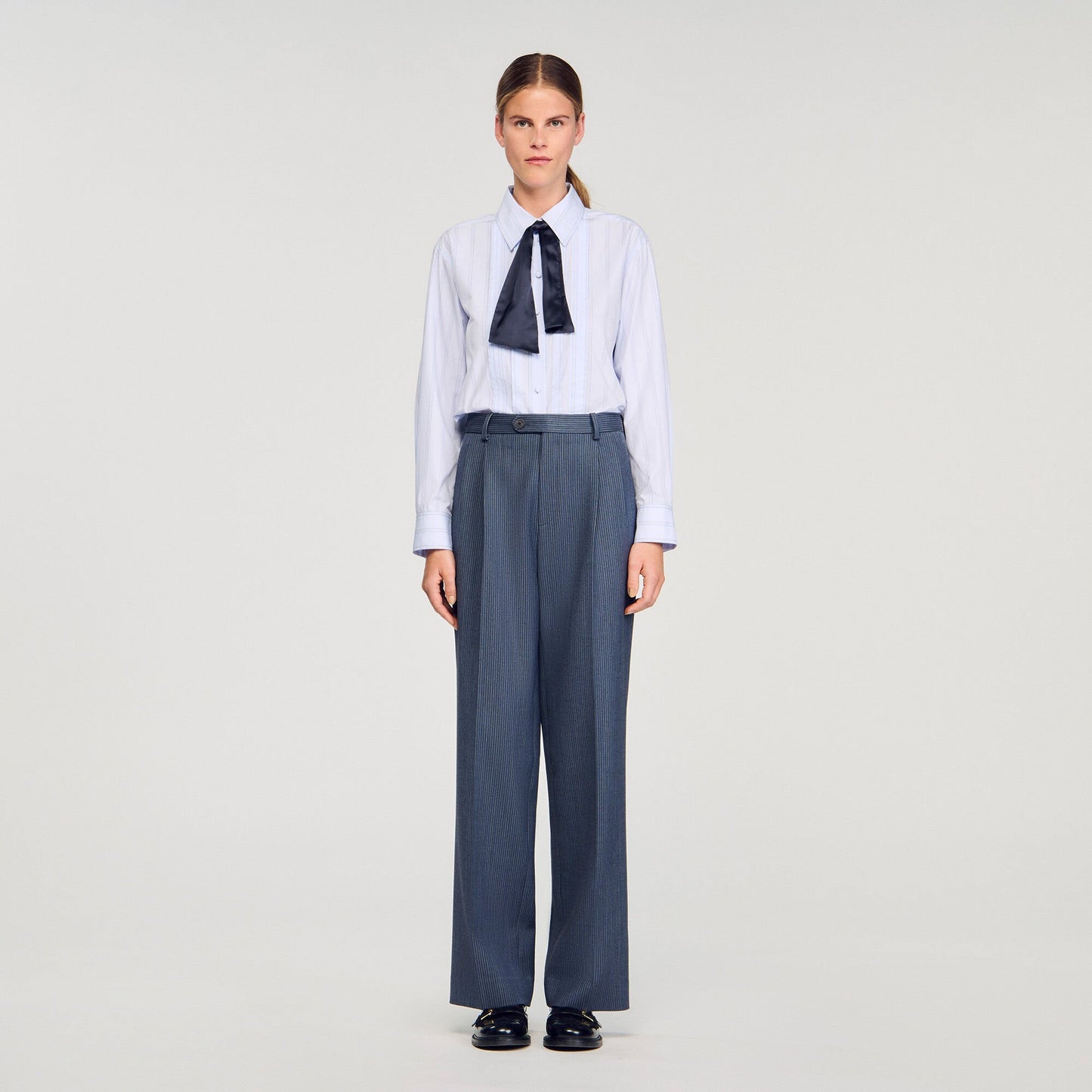 Sandro Striped wide-leg trousers Blue