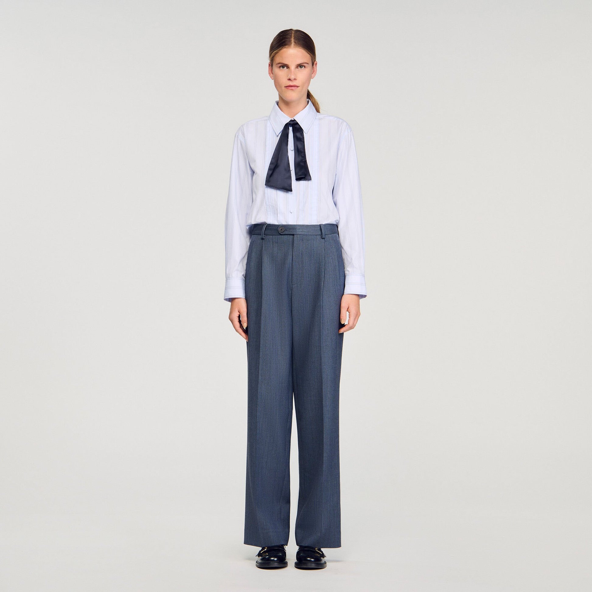 Sandro Striped wide-leg trousers Blue
