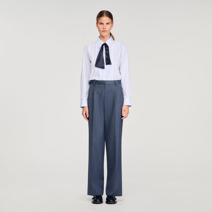 Sandro Striped wide-leg trousers Blue