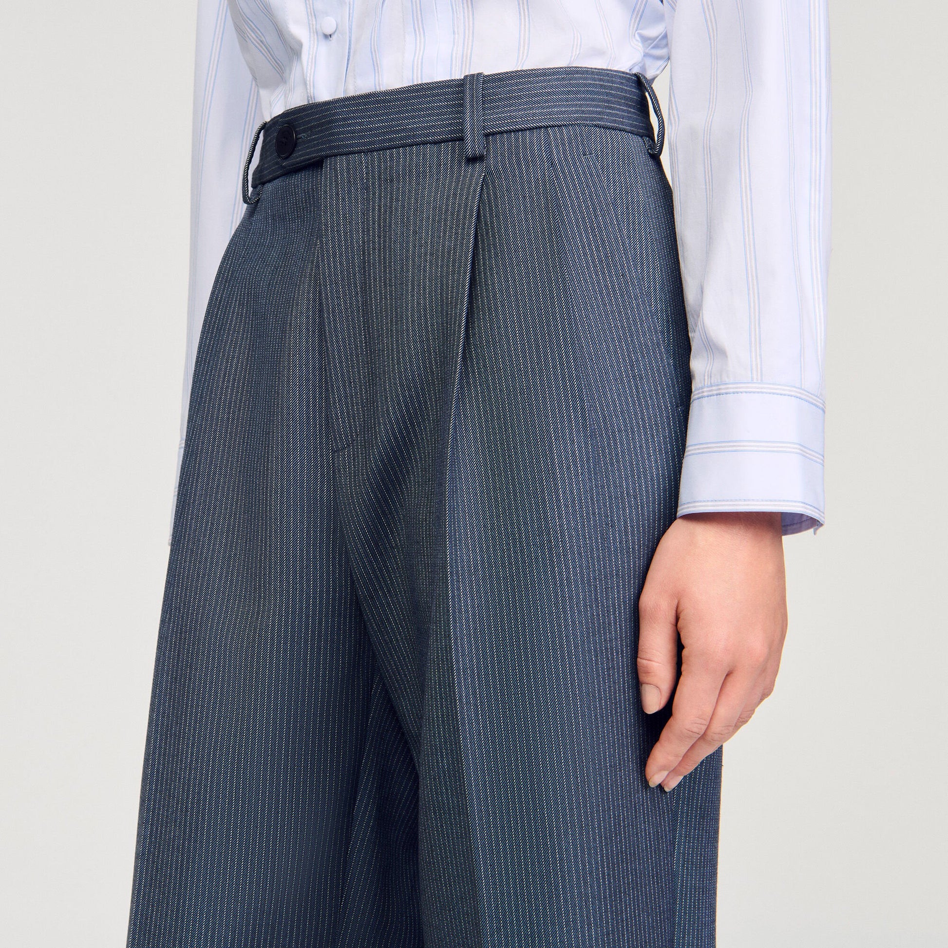 Sandro Striped wide-leg trousers Blue