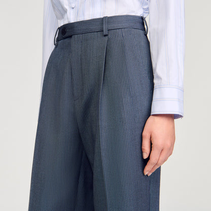 Sandro Striped wide-leg trousers Blue