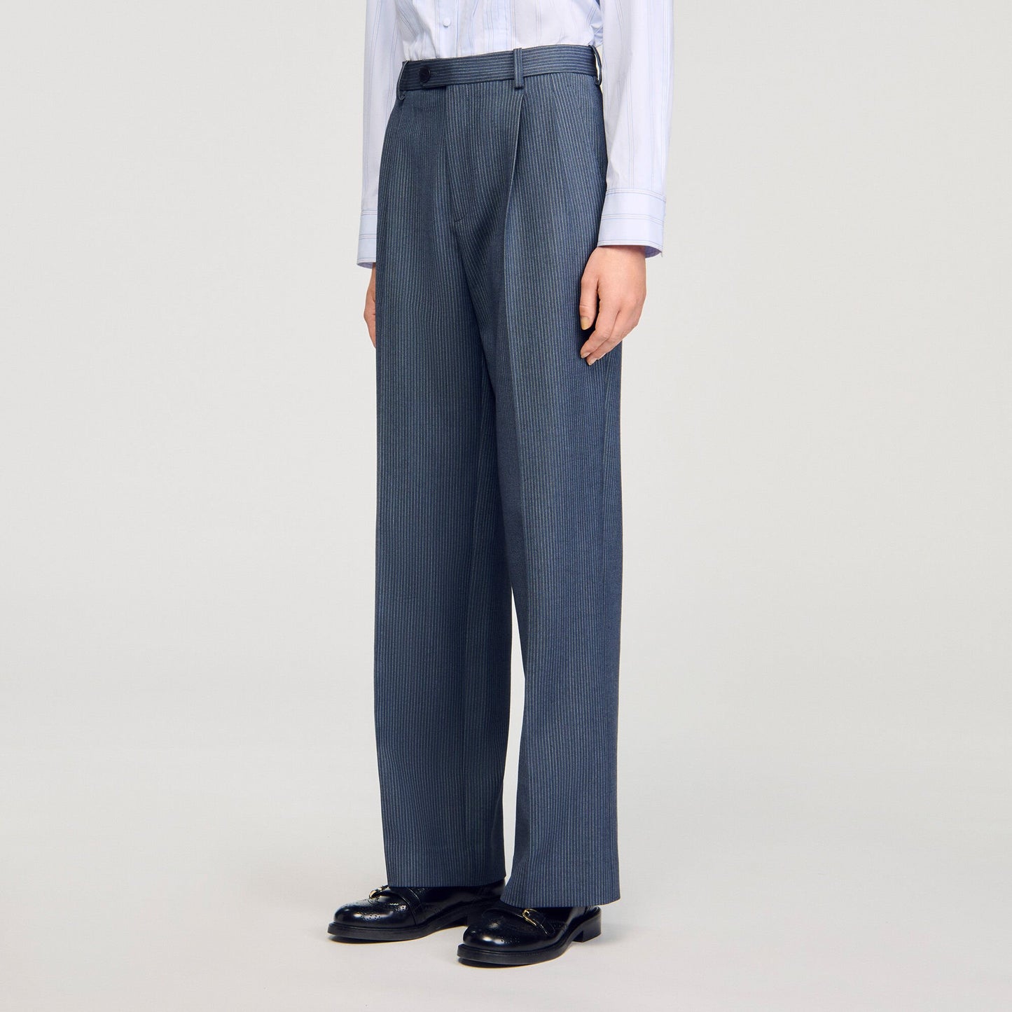 Sandro Striped wide-leg trousers Blue
