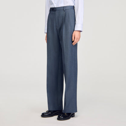 Sandro Striped wide-leg trousers Blue
