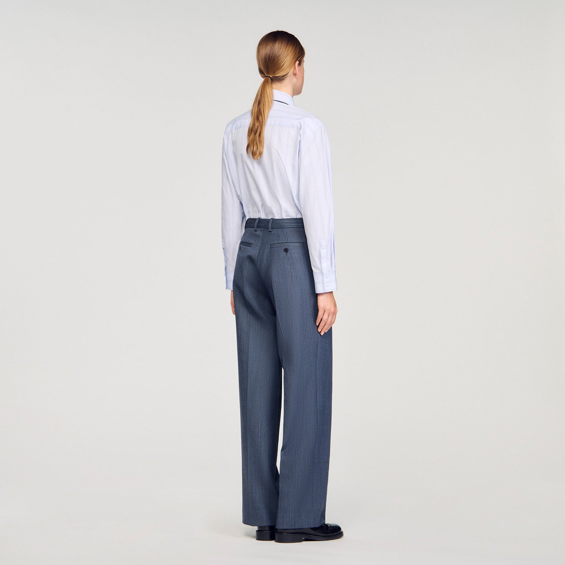 Sandro Striped wide-leg trousers Blue