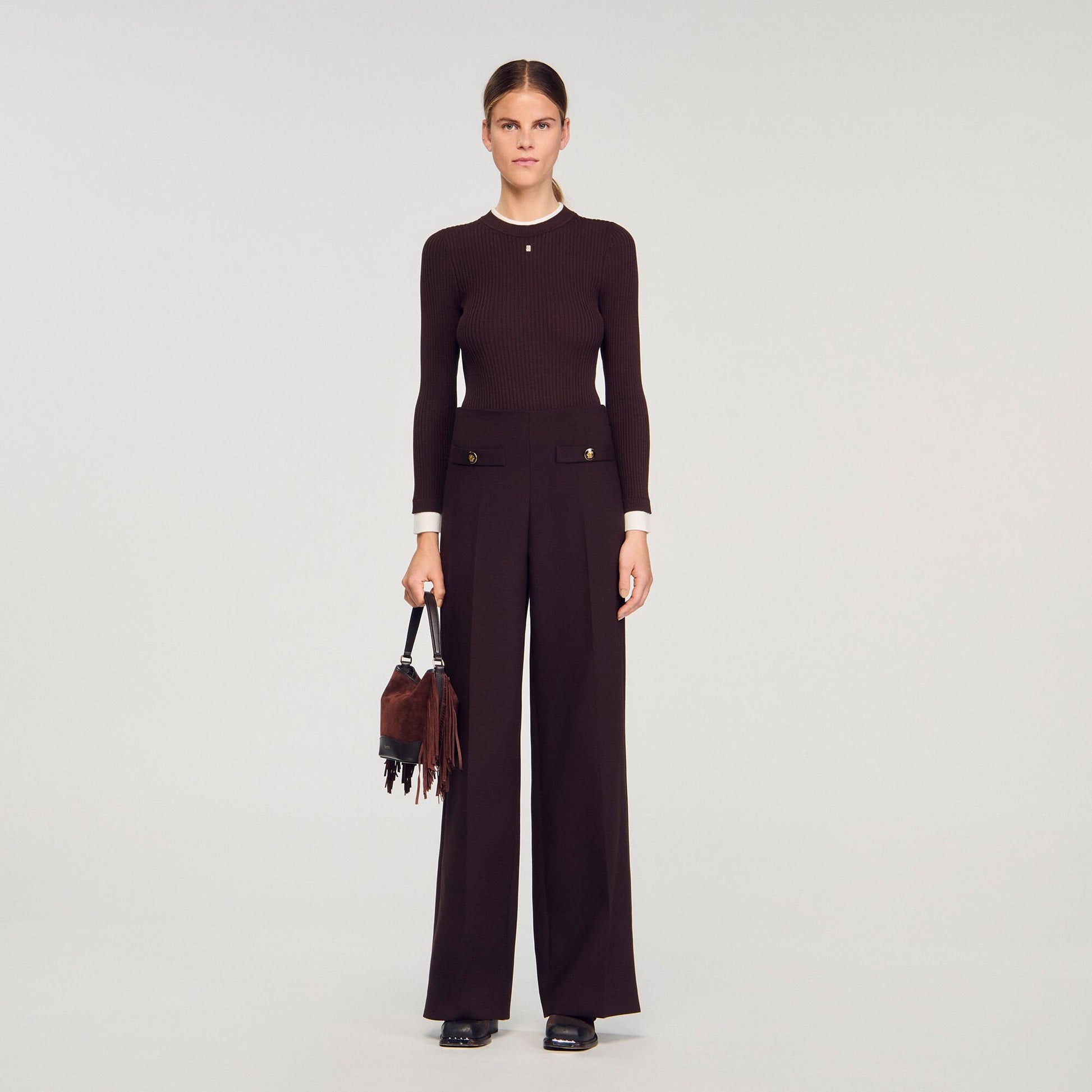 Sandro Flared trousers Brown