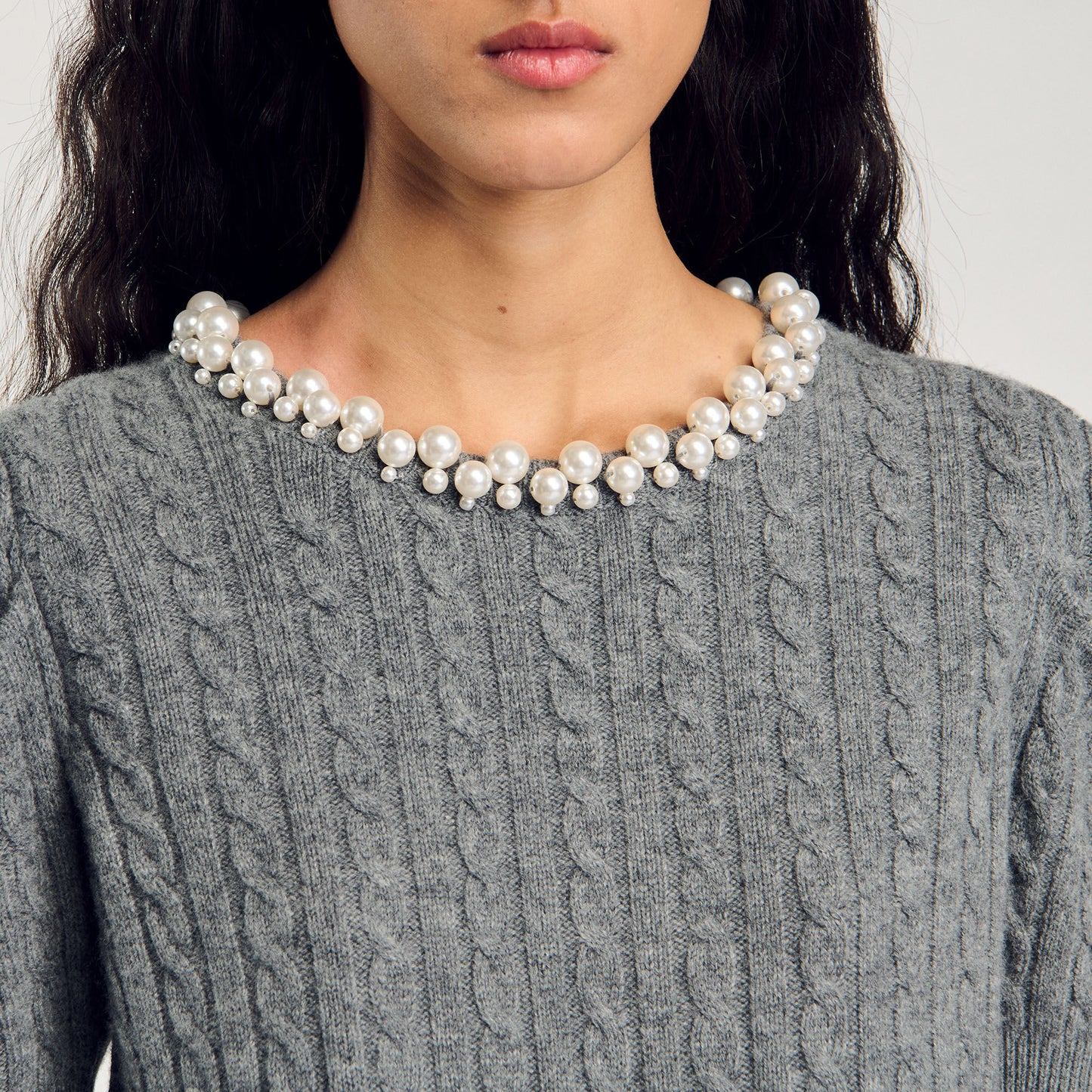 Sandro Cable knit sweater Grey