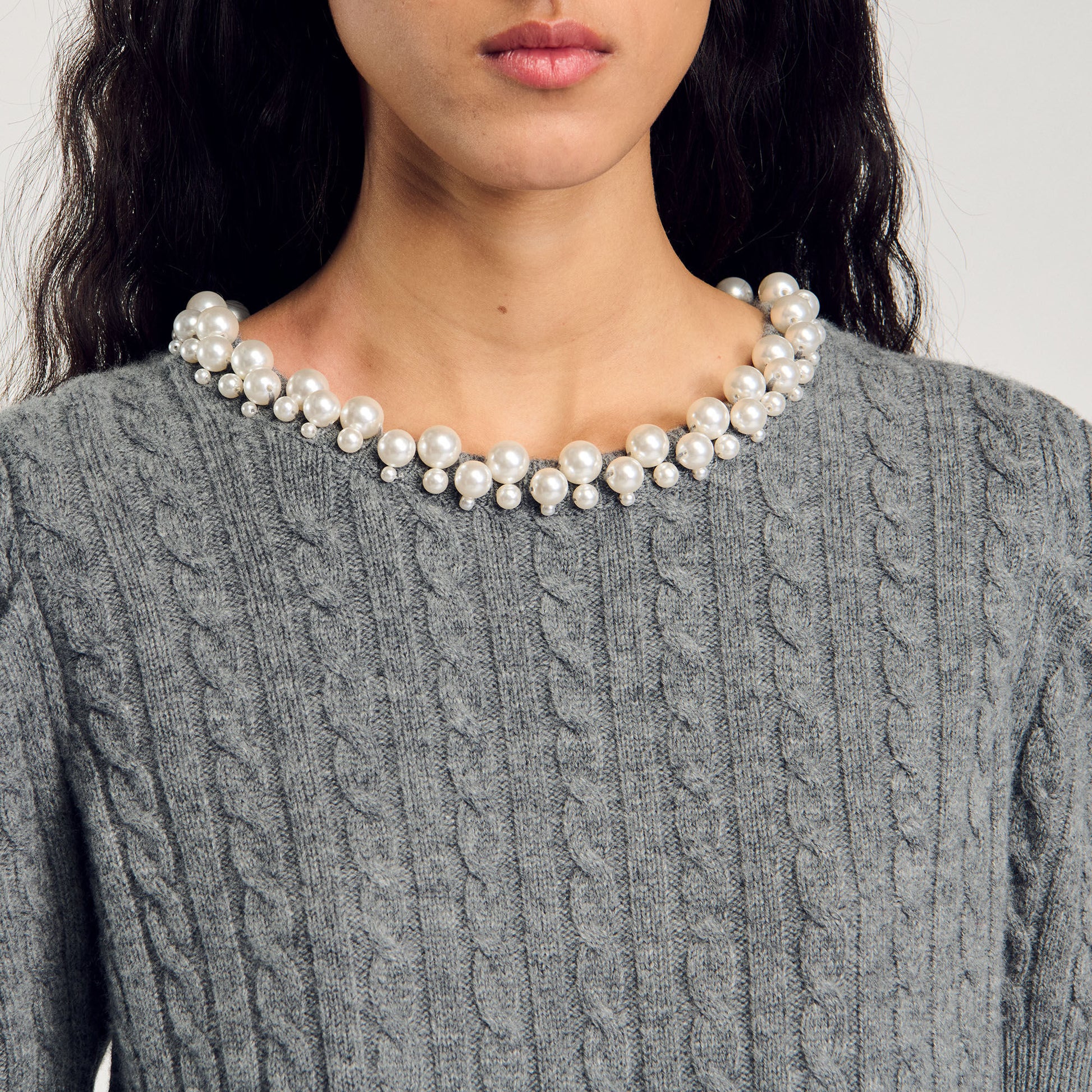 Sandro Cable knit sweater Grey