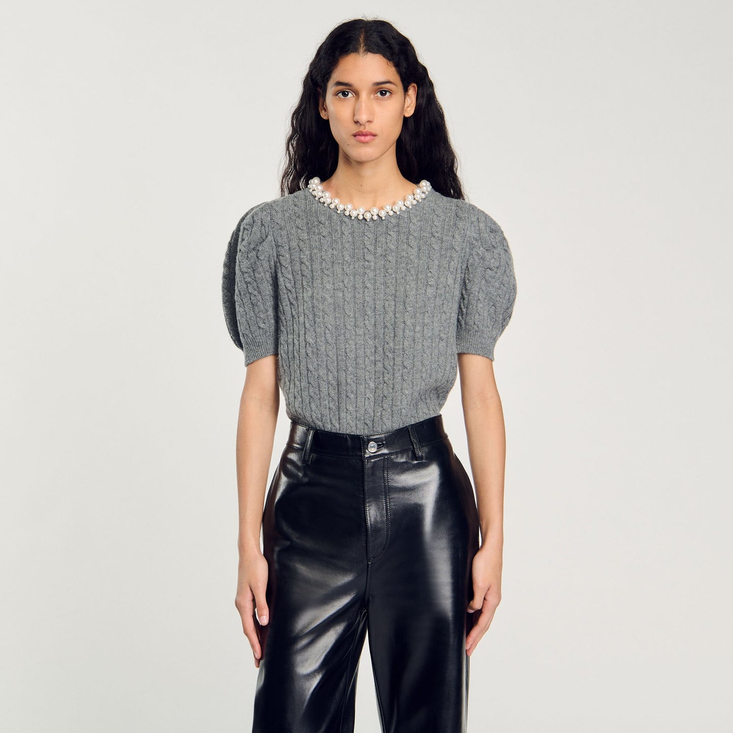 Sandro Cable knit sweater Grey