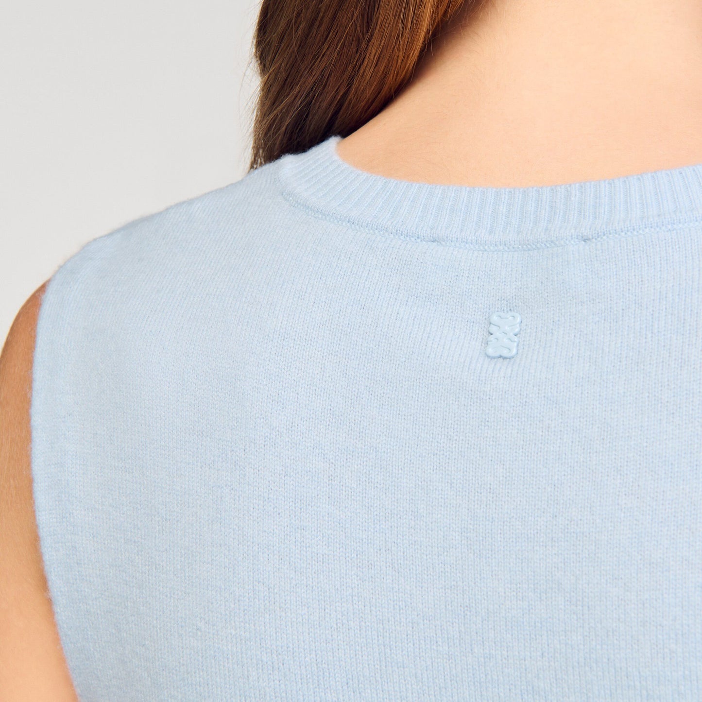 Sandro Ruffled cropped sweater Sky Blue