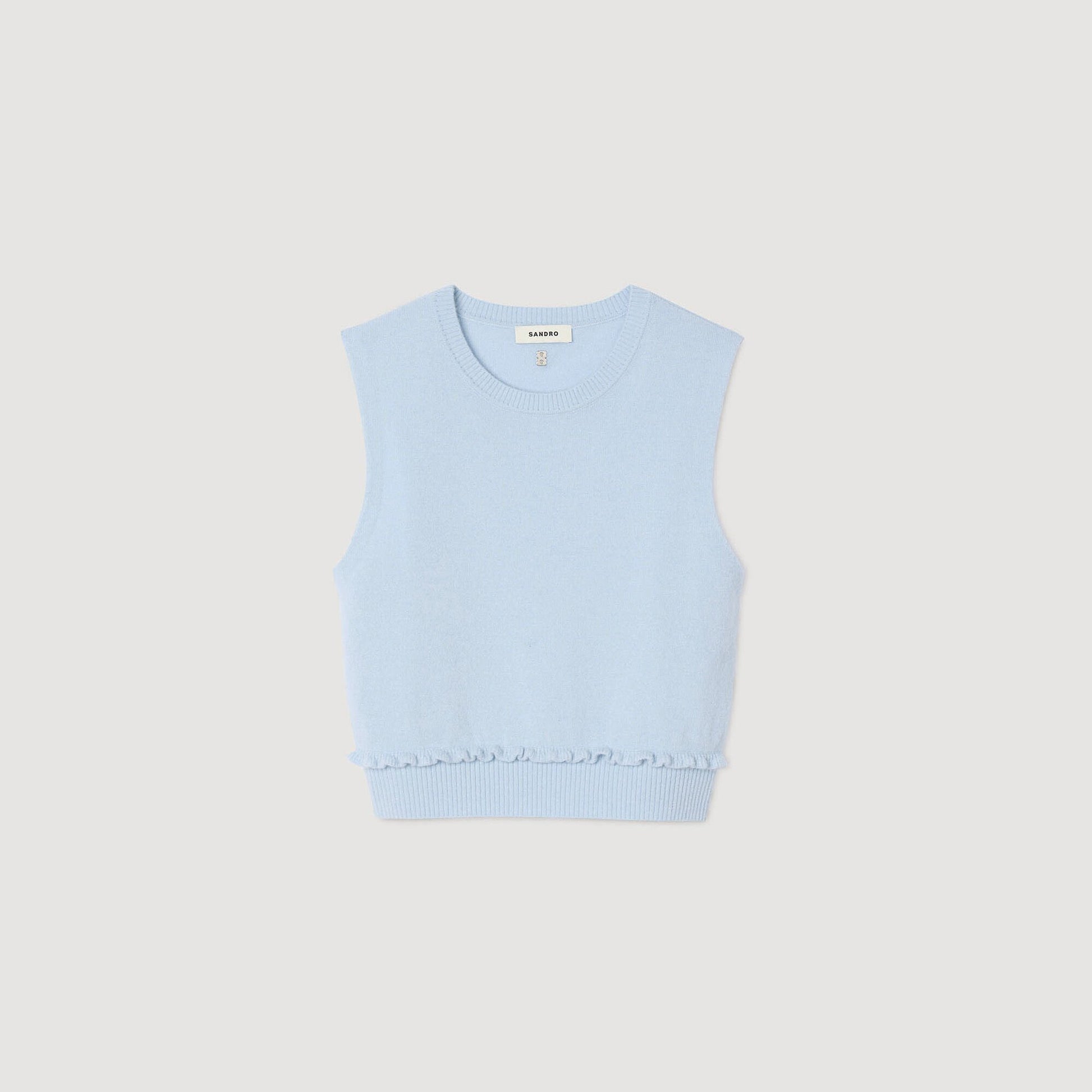 Sandro Ruffled cropped sweater Sky Blue