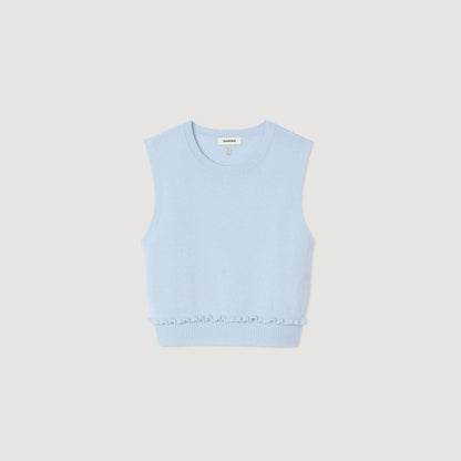 Sandro Ruffled cropped sweater Sky Blue