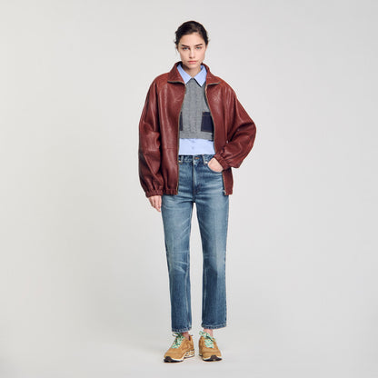 Sandro Cropped wool and cashmere sweater Grey