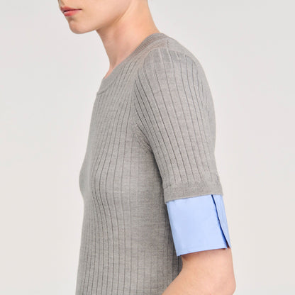 Sandro Sweater with contrast short sleeves Grey