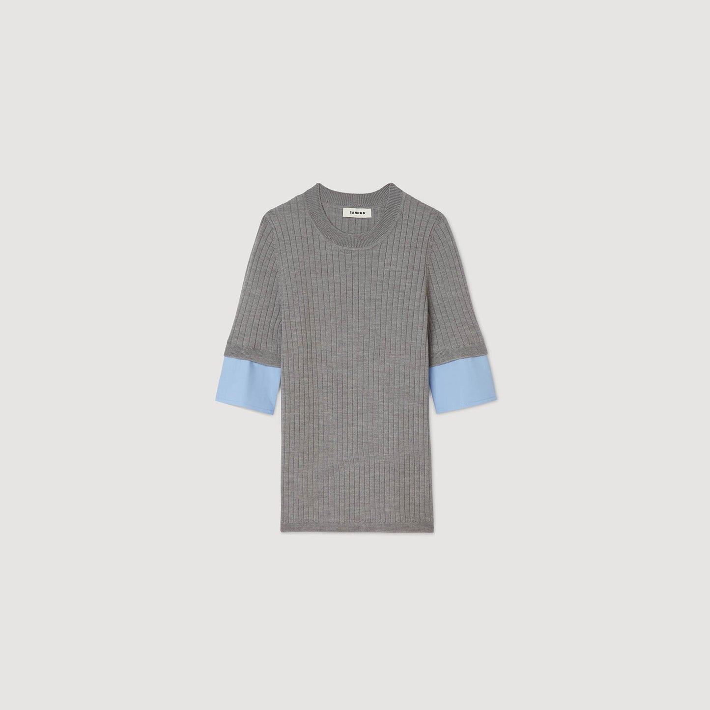 Sandro Sweater with contrast short sleeves Grey