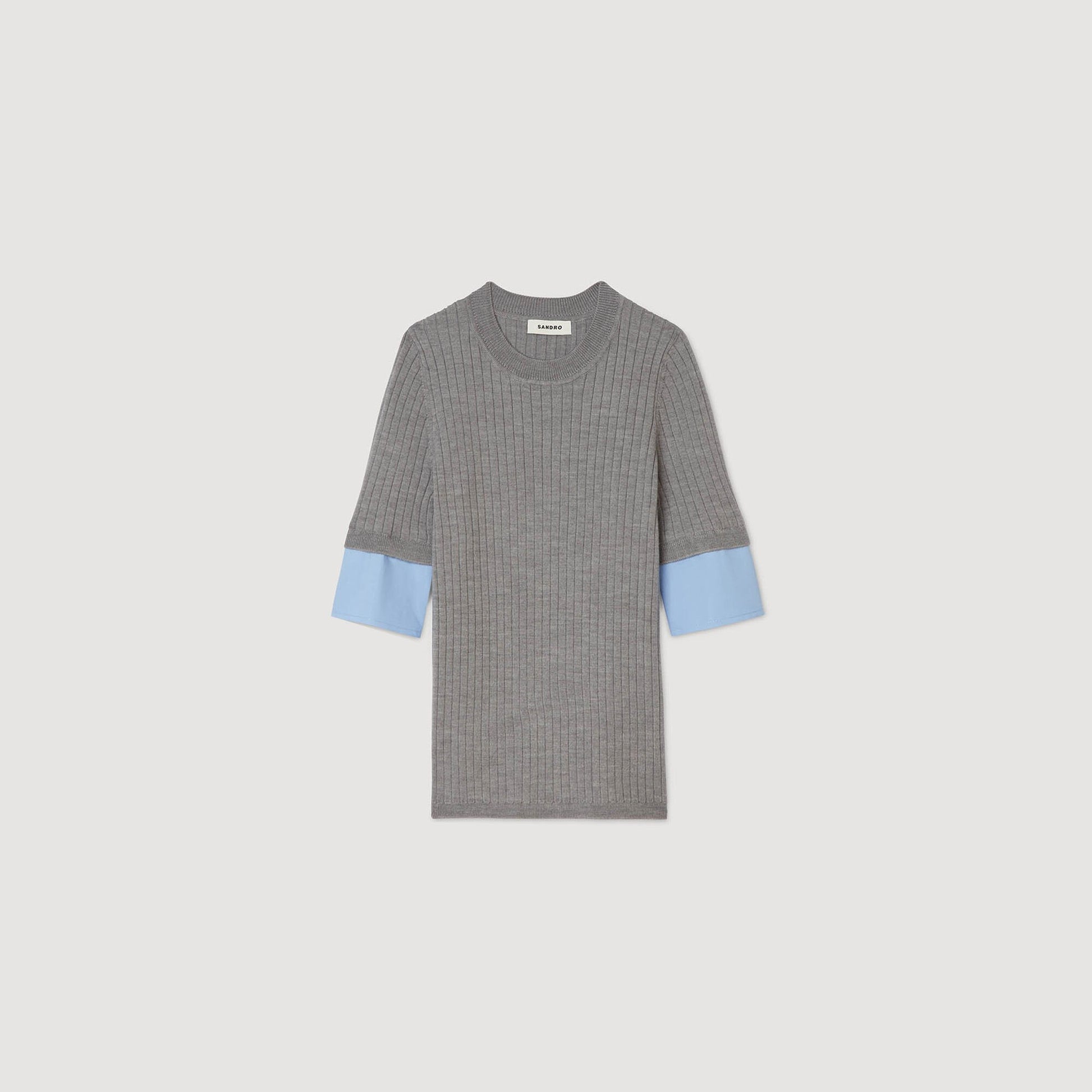 Sandro Sweater with contrast short sleeves Grey