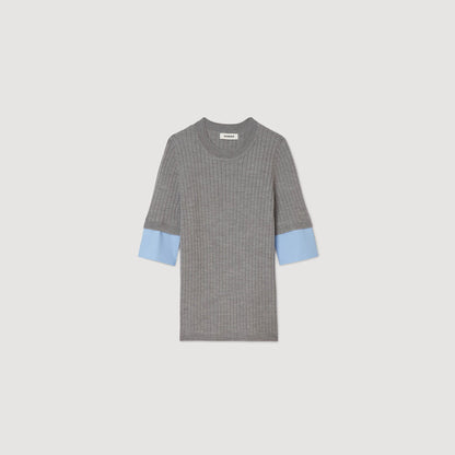 Sandro Sweater with contrast short sleeves Grey